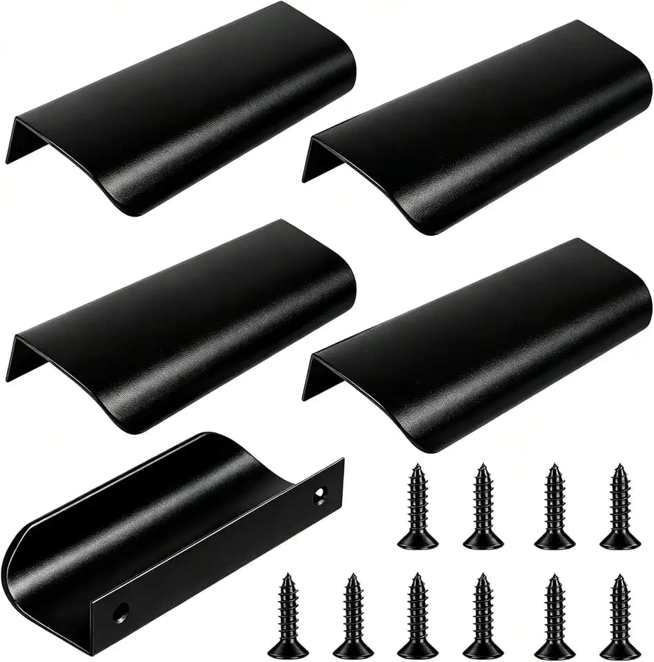 5 Stück Möbelgriffe Schwarz, 120mm Versteckter Schubladengriffe Versteckte