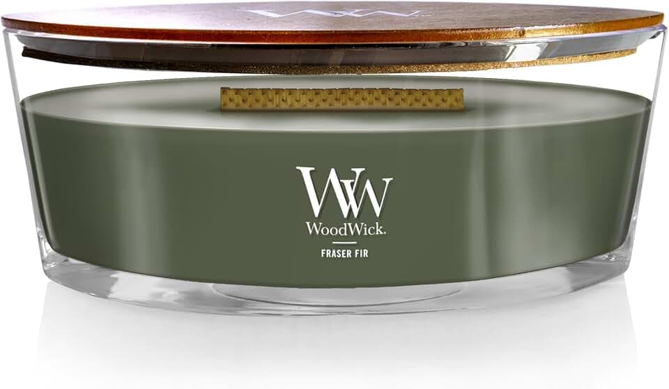 WoodWick Fraser Fir Scented Candle, Crackling Wick, 16oz