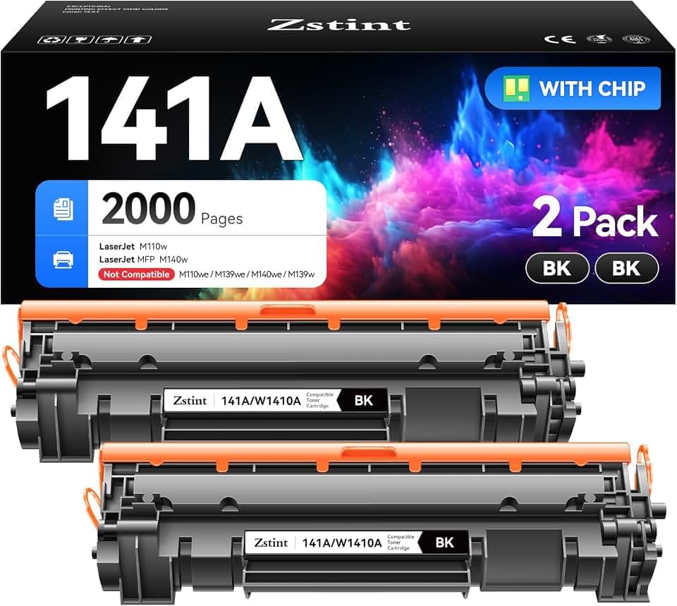 141A Toner Cartridge 2-Black Replacement for HP 141A W1410A 141X W1410X Toner Compatible for HP Laserjet Pro M110w MFP M140w Printer Ink M110we M140we M139we M139 Laser All-in-One with chip High Yield