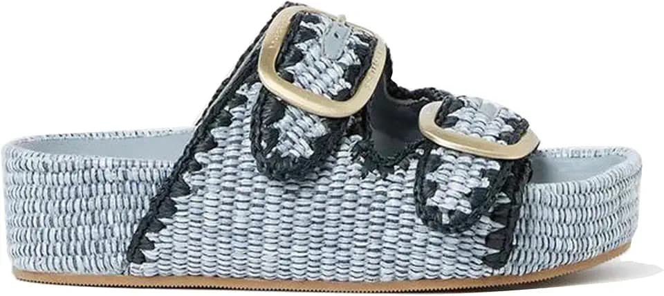 Woven Platform Sandals For Women Espadrilles Open Toe Flatform Raffia Sandals Slip On Slide Sandals Casual Woven Sandals Summer Beach Sandals