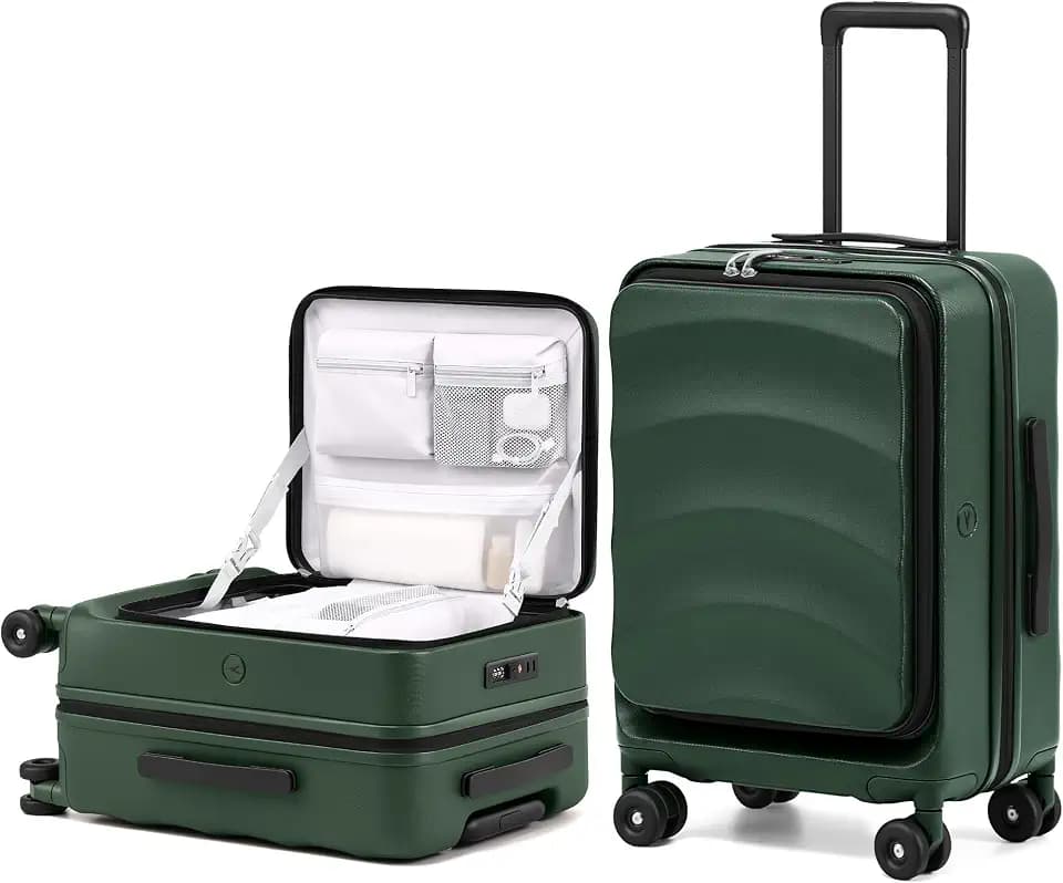 Top Opening Expandable Carry On Luggage, PC Hard Shell Suitcase with Wheels