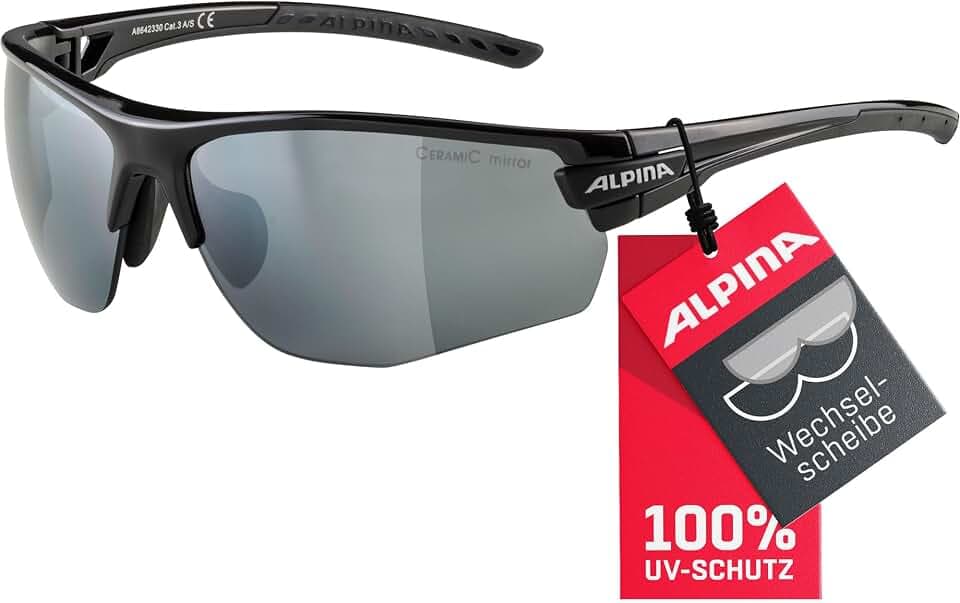 ALPINA TRI-SCRAY 2.0 HR - Indiv. Anpassbare, Bruchsichere Wechselscheiben Sport- & Fahrradbrille Mit 100% UV-Schutz Für Erwachsene