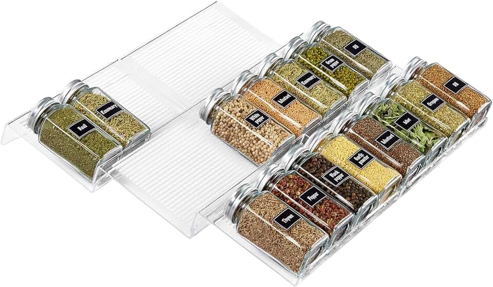 Lifewit 3 Etagen Gewürz Organizer für biz zu 24 Gewürzgläser, Transparent