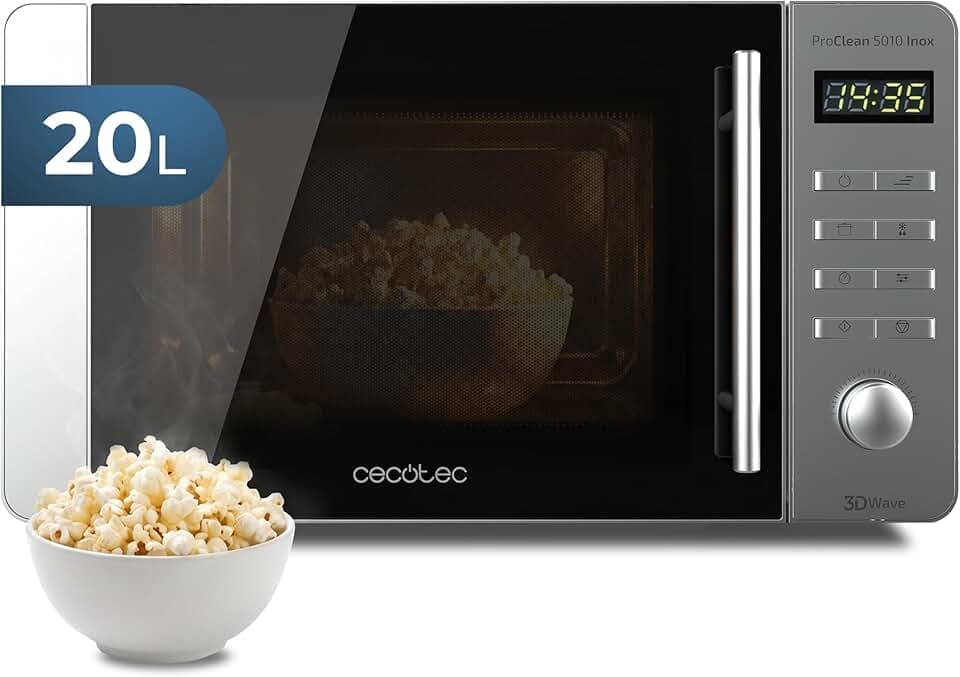 Cecotec Mikrowelle Proclean 5010 Inox Wave, 20L, Edelstahl - Design, 1150 W