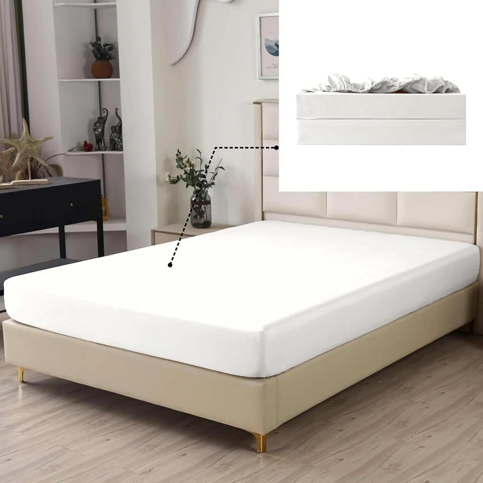 SDIII 2er-Pack weißes Spannbetttuch, Doppelbett, Bett in Einer Tasche, nur Spannbettlaken, superweiche Mikrofaser, Knitter- und lichtbeständig, kühlende Bettlaken auf Amazon, Twin