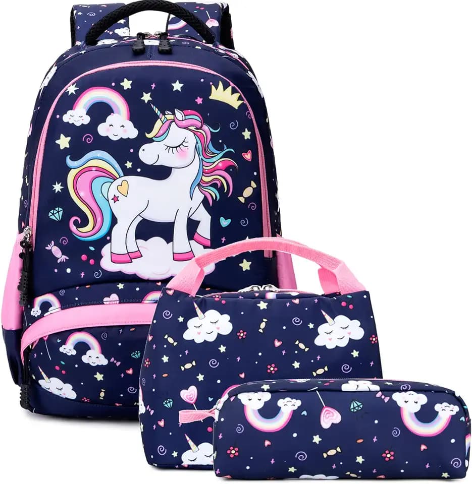 Girls Backpack for Elementary School Bookbag Kids Backpacks for Girls 3 in 1 Set Back to School