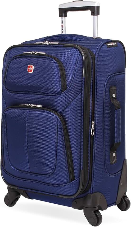 SwissGear Sion Carry-On Spinner Luggage, Softside Expandable, Lightweight Suitcase, Blue, 22.75-Inch
