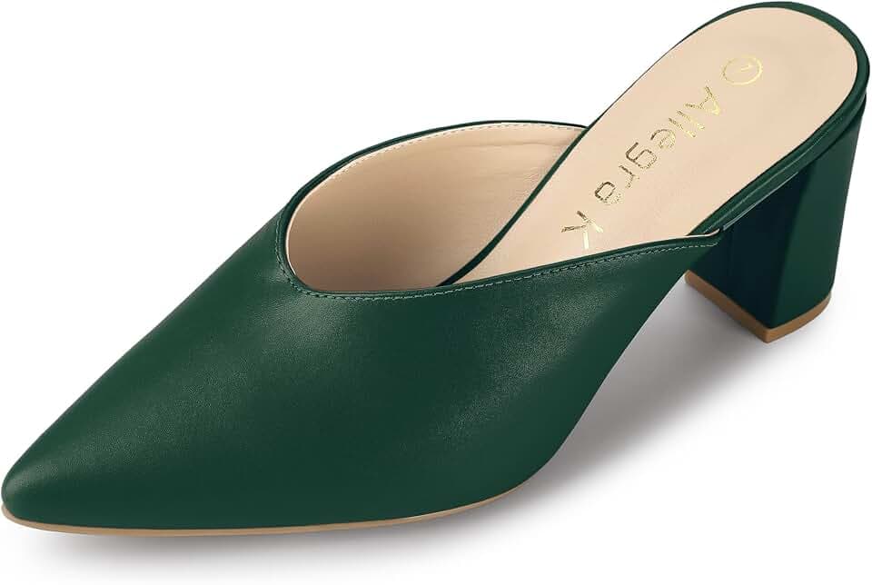 Allegra K Damen Spitz Zehen Chunky Heels Slides Pantoletten