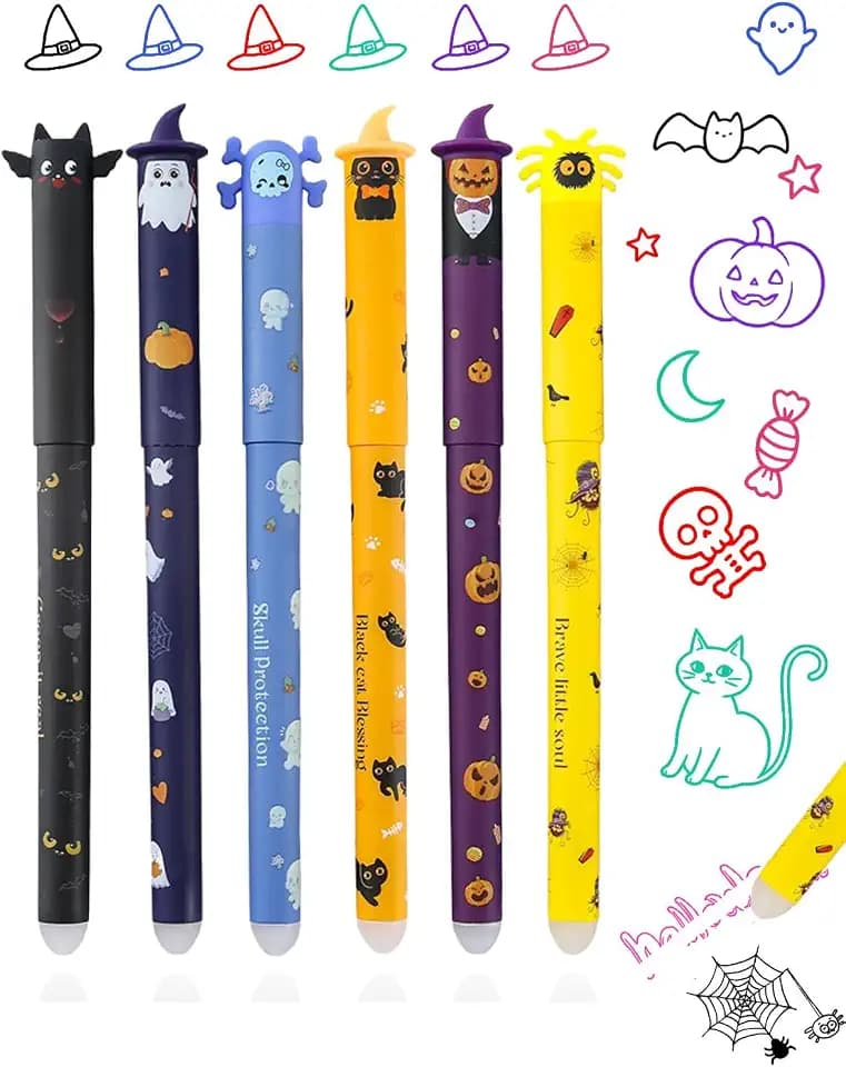6er Set 0,7mm radierbare Gelstifte Halloween Edition 2026