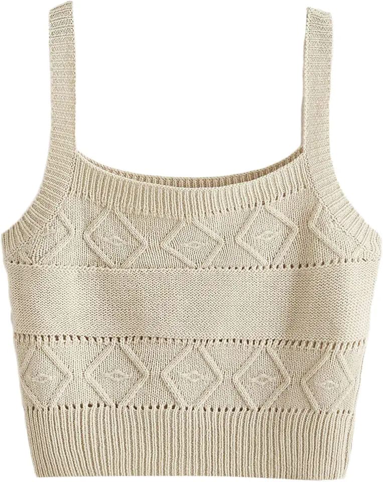 SweatyRocks Women's Sleeveless Solid Knit Straps Crop Tank Tops