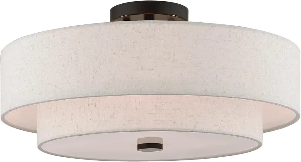 Livex Lighting 51085-92 4-Light Semi Flush Ceiling Light, English Bronze