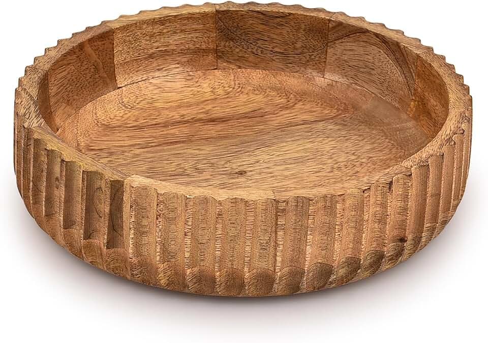 Kimona Fruit Bowls Wooden Fruit Bowl or Candy Bowl, Elevate Your Space With A Unique Bowl Centerpiece (10" X 10" X 2.5")