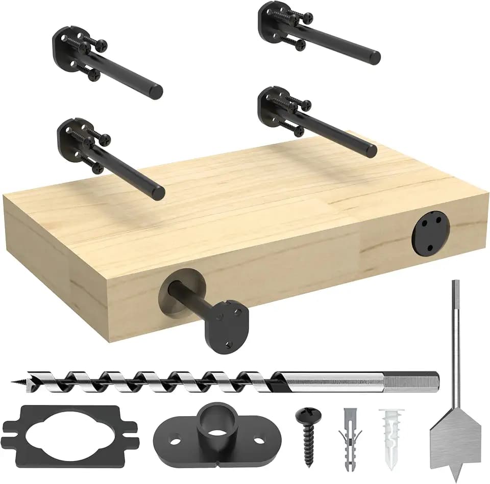 6 in Hidden Floating Shelf Brackets 4 Pack 1/4" Thick W/Drill Bit