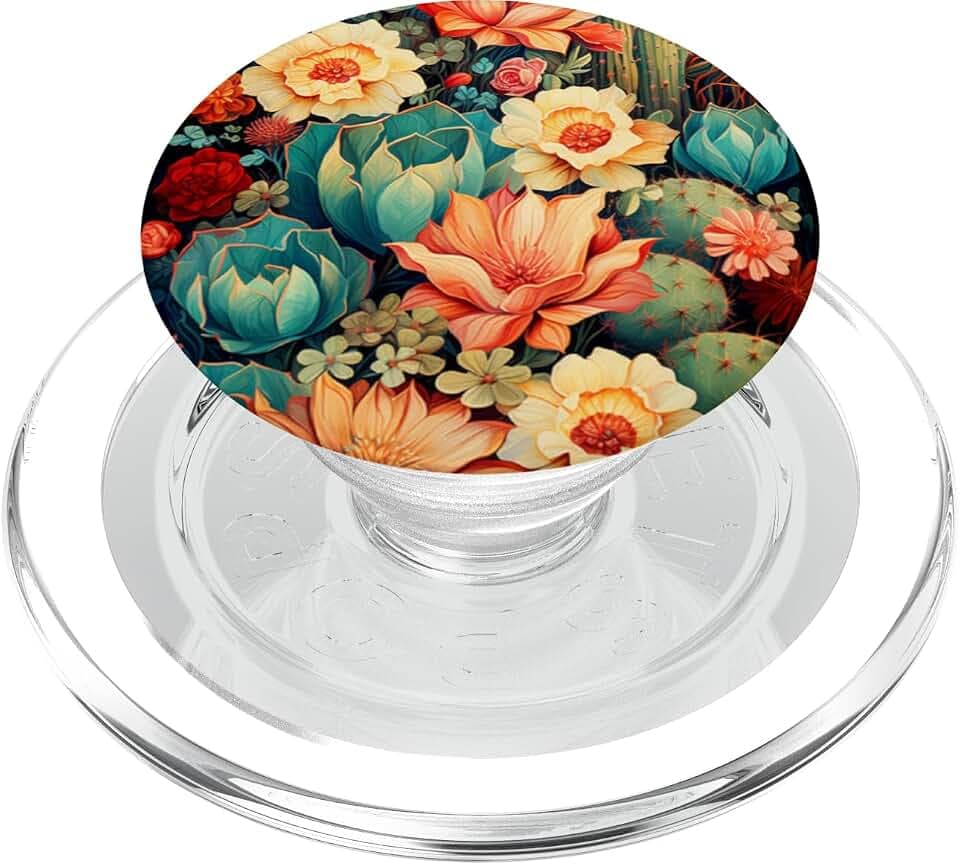 Cactus Desert Southwestern Boho Teal Turquoises Western PopSockets PopGrip for MagSafe