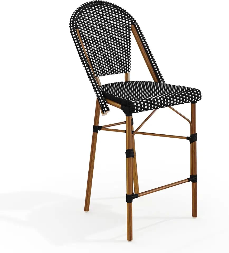 Martha Stewart Lily Pond Stackable Bistro Counter Stool, Black/White