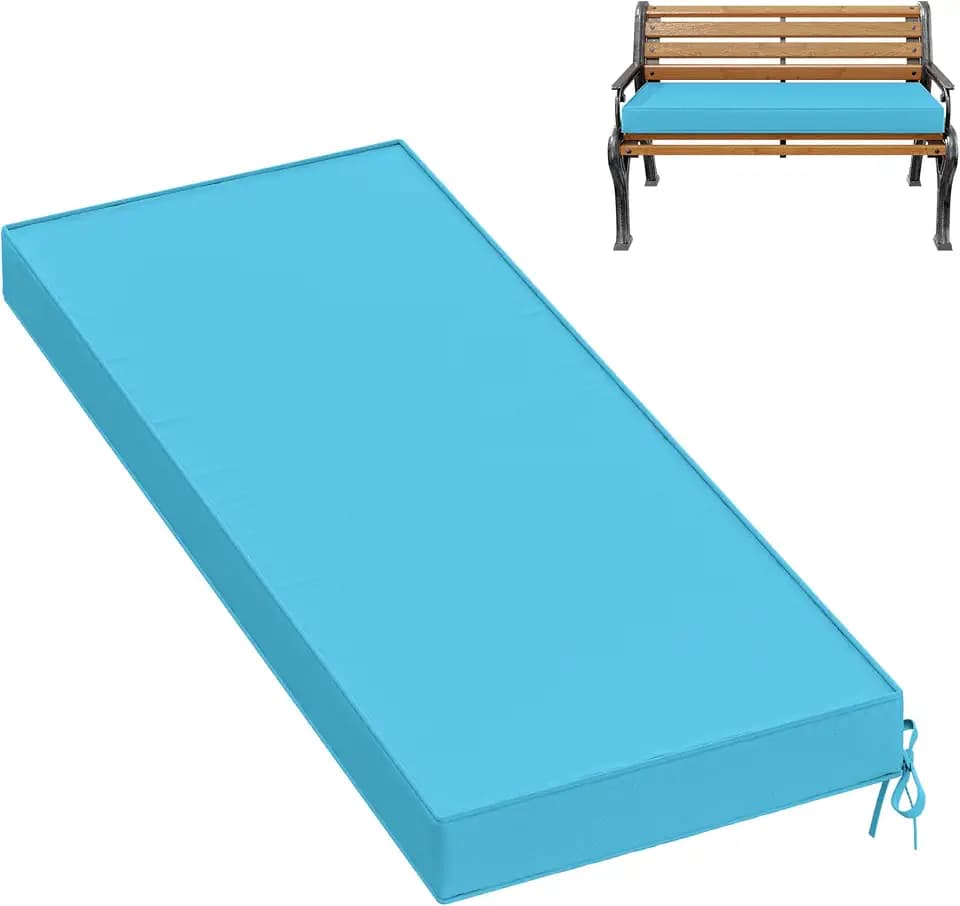Outdoor Bench Cushion Waterproof Bench Pad,45×18 Inch,Lake Blue
