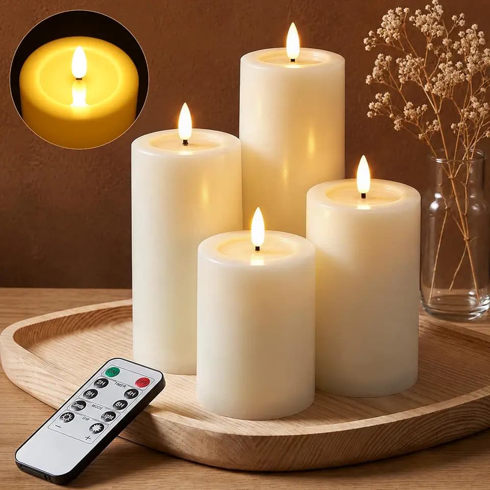 Outdoor Waterproof Flameless Candles Battery Operated with Remote and Timer