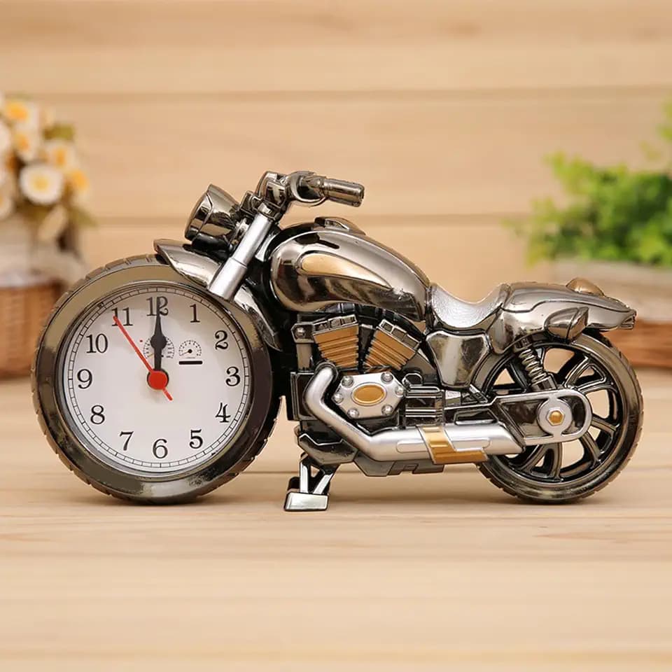 Haofy Motorradwecker aus Kunststoff mit Mehreren Alarmen und präzisem Quarzwerk für Heimbüro, Wohnzimmerdekoration, Geschenkidee für Motorradbegeisterte