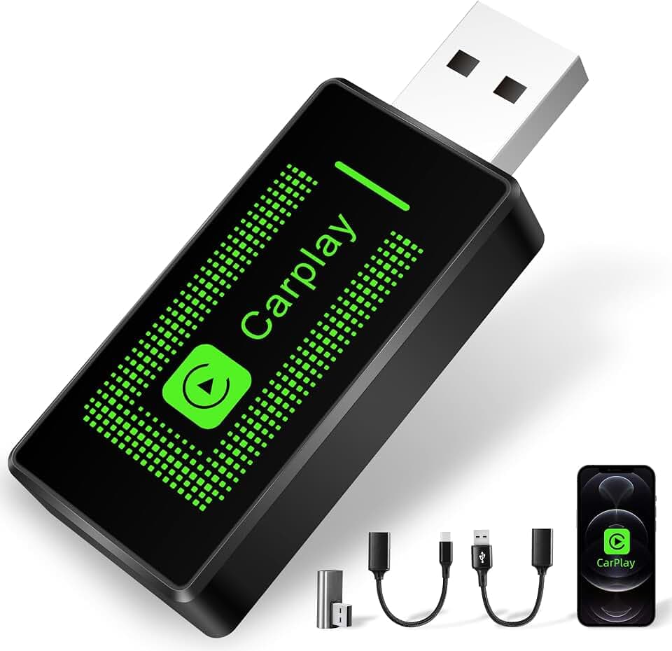 Lyssiefeel Kabelloser Carplay-Adapter für iPhone, 2024-Upgrade, USB-CarPlay-Kabelloser Stick, einfaches Plug & Play, kompatibel mit Autos ab 2016 und iPhone iOS 10+