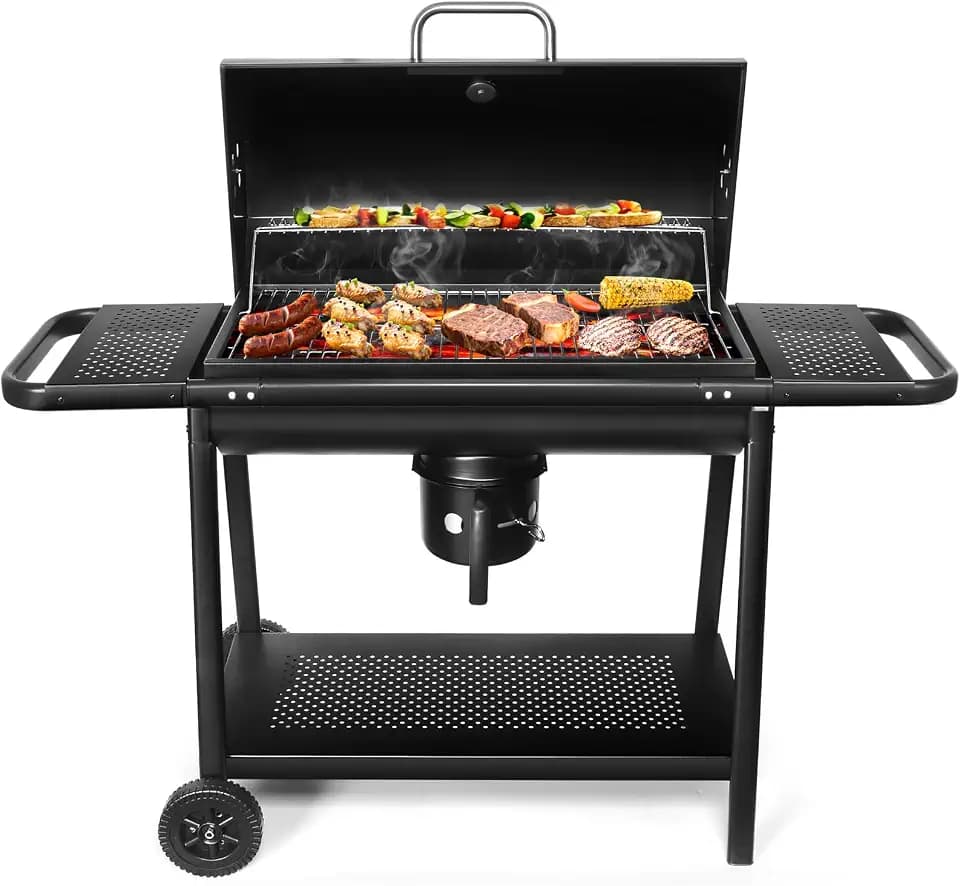 Realcook BBQ Barrel Charcoal Grill: Spacious Premium Outdoor Barbecue Grill