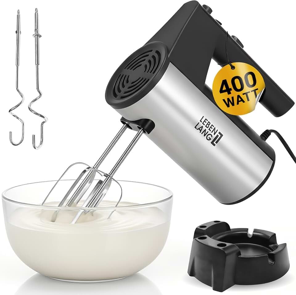 LEBENLANG 400W Handmixer Handrührgerät - 5 Stufen & Turbo