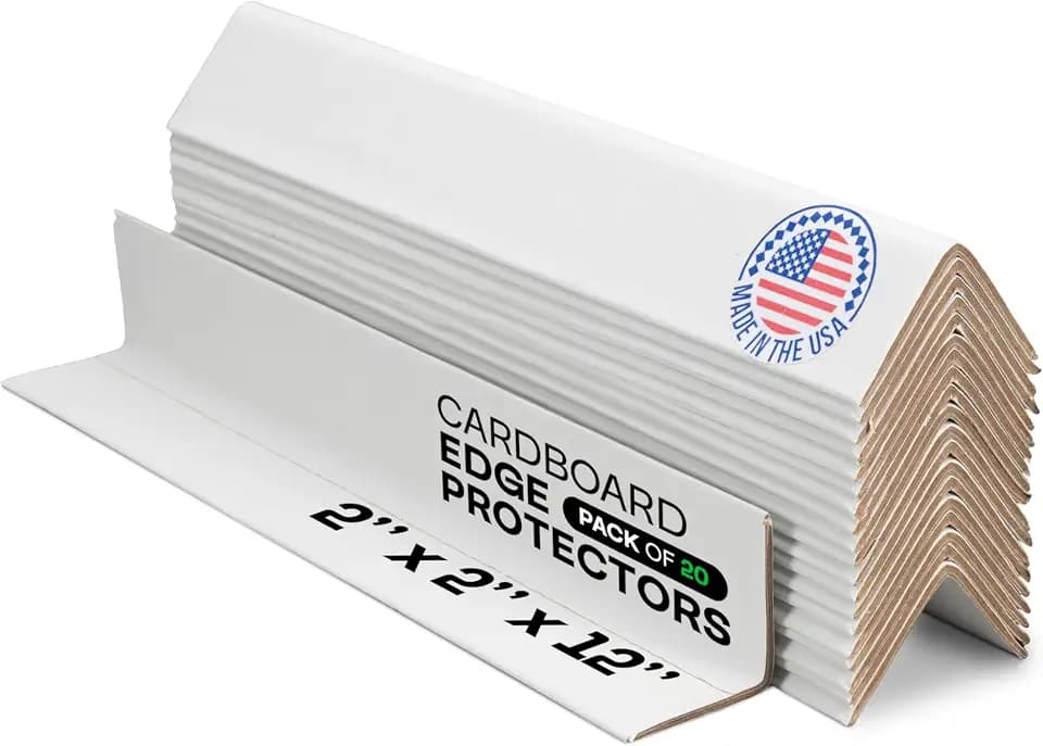 IDL Packaging 2” x 2” x 12” Cardboard Edge Protector (Pack of 20) - Corner Protectors for Shipping, Storage, & Moving – Reinforced Corner Guard Protection for Pallets, Wall Corners, & Furniture