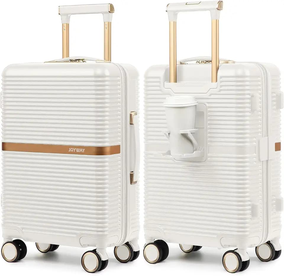 Joyway Lightweight Carry-On Luggage 20 Inch with Spinner Wheels, TSA Lock, Durable ABS Hardshell Suitcase for Business & Travel (White, 20 Inch)
