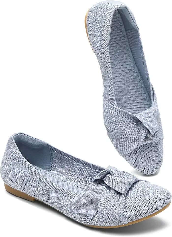 BABUDOG Women’s Lightweight Mesh Flats with Bowknot Breathable Slip-On Dress Shoes Comfortable Ballet Flats Casual Work Flats