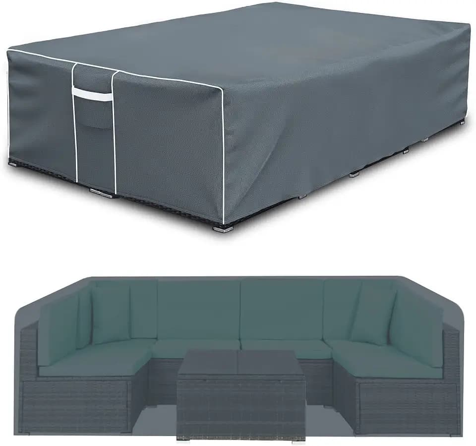 Gasadar Patio Furniture Covers, 126L x 126W x 28H inch, Grey