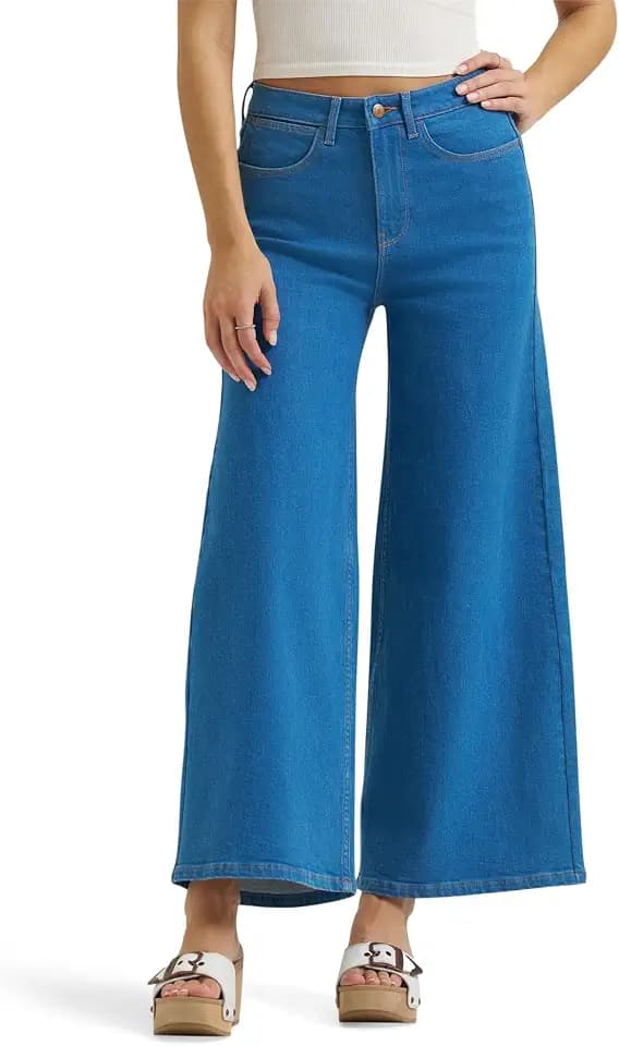 Wrangler Women's High Rise Wide Leg A-line Crop Jean