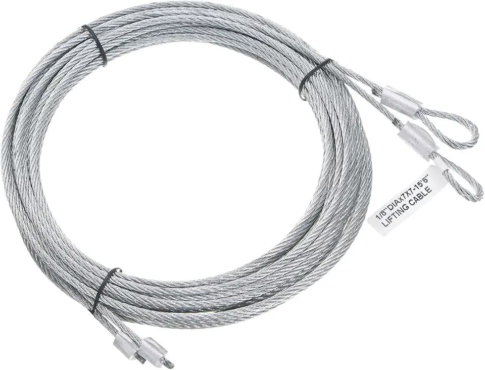 sourcing map 2 Stück 15,6 Fuß 4,5 Meter Garagentorkabel 3 mm Durchmesser Torsionsfederdrahtkabel, verzinkter Stahl
