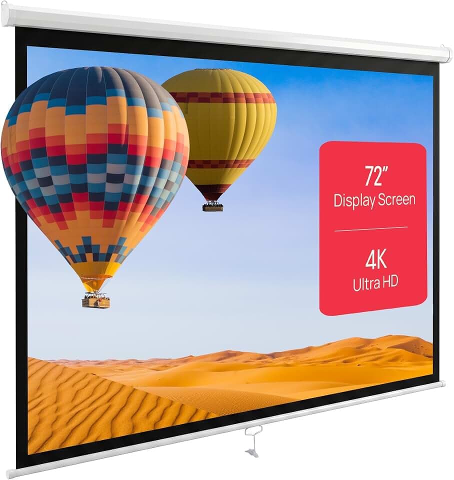 Pyle Beamer Rollo-Leinwand, 72 Zoll, 144x107 cm 4:3, Full-HD & 4K-kompatibel, Ausziehbar, Projektor- Leinwand für Wand/Decke, ideal für Heimkino & Präsentationen