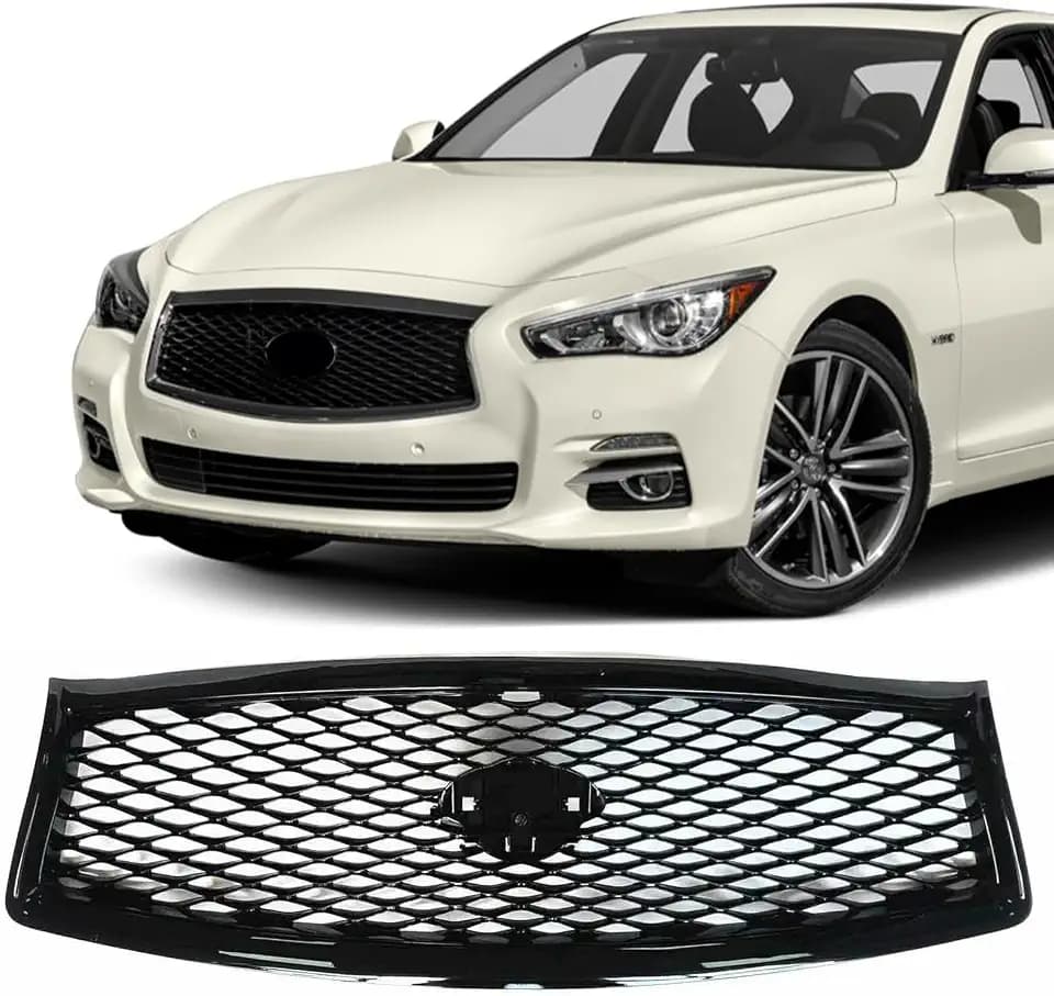 Front Bumper Upper Grille with Camera Hole for 2014-2017 Infiniti Q50