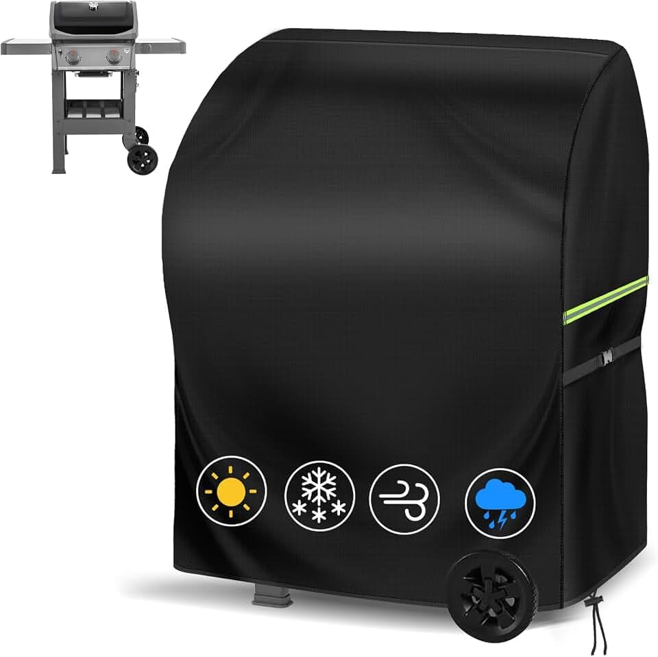 KHAMAL Grill Cover for Outdoor Grill 30 Inch - Waterproof 420D Oxford BBQ Covers for Outside with Windproof Buckles & Bottom Drawcord Black