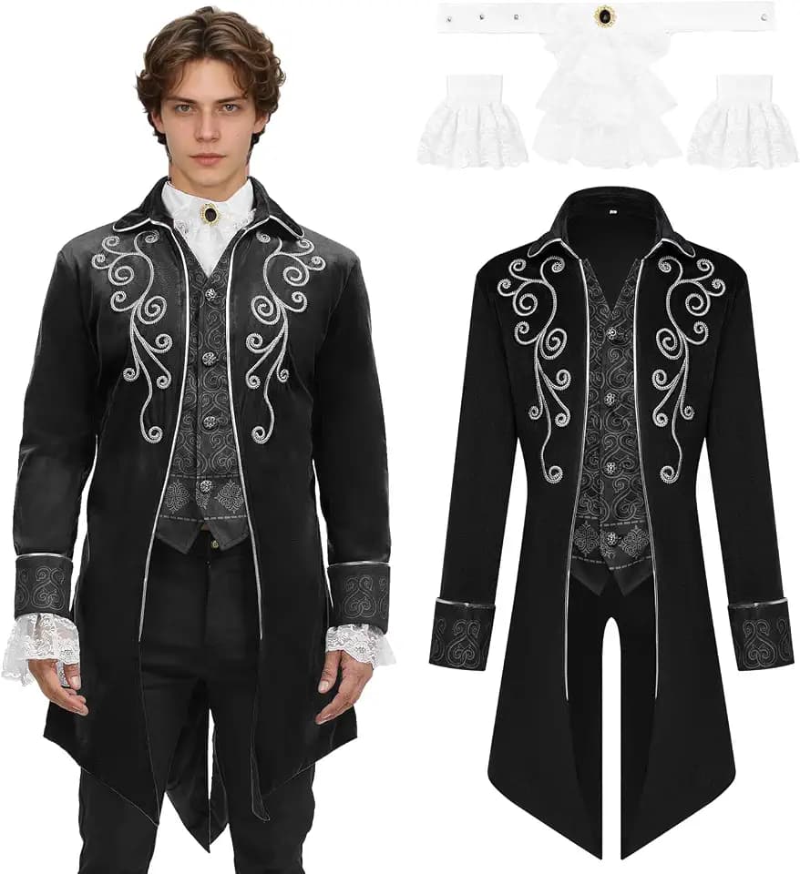 Mittelalter Herren Steampunk Frack Mantel,Vintage Gothic Frack