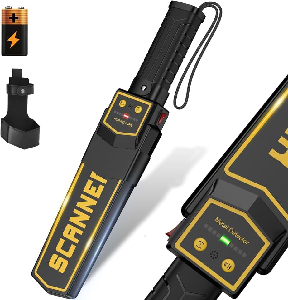 Handheld Metal Detector Wand,5 Level Sensitivity Security Wand Metal Detector for Woodworking,Portable Nail Finder Scanner Wood Metal Detector for Log Weapons Sound Vibration Alert Detects