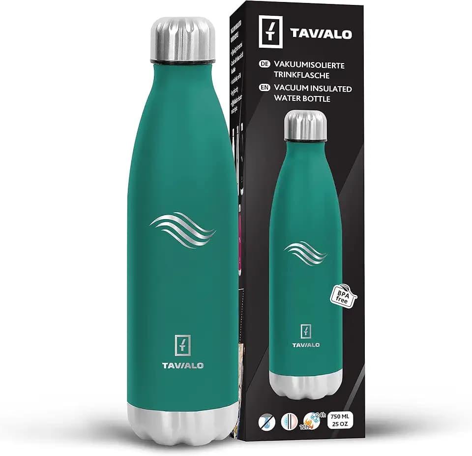 Edelstahl Trinkflasche 750ml – Isolierflasche Premium 0,5L/0,75L/1L, BPA-frei, Kohlensäure-geeignet, doppelwandig, hält Getränke 24h kalt & 12h heiß – für Sport, Reisen & Outdoor (Grün)