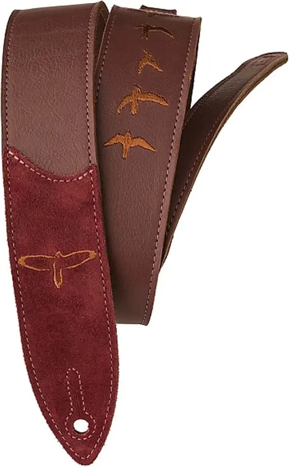 PRS Guitars Premium Leather 2" Strap Embroidered Birds, Black (ACC-3166)