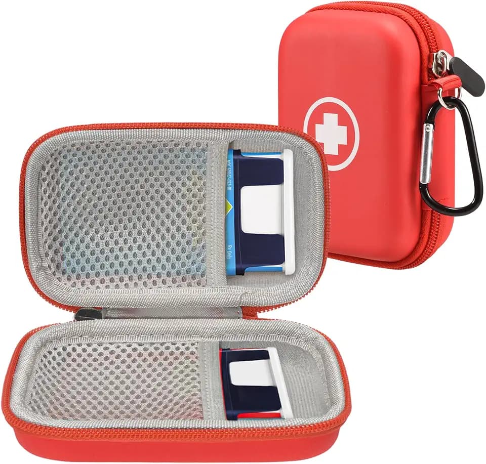 Klawdsky Auvi Q Carrying case,Portable Medicine Emergency Bag for 2 Auvi-Q Auto Injectors,Asthma Inhaler,Nasal Spray,Allergy Medicine,First Aid,Hard Travel Case with Carabiner and Lanyard,Case Only