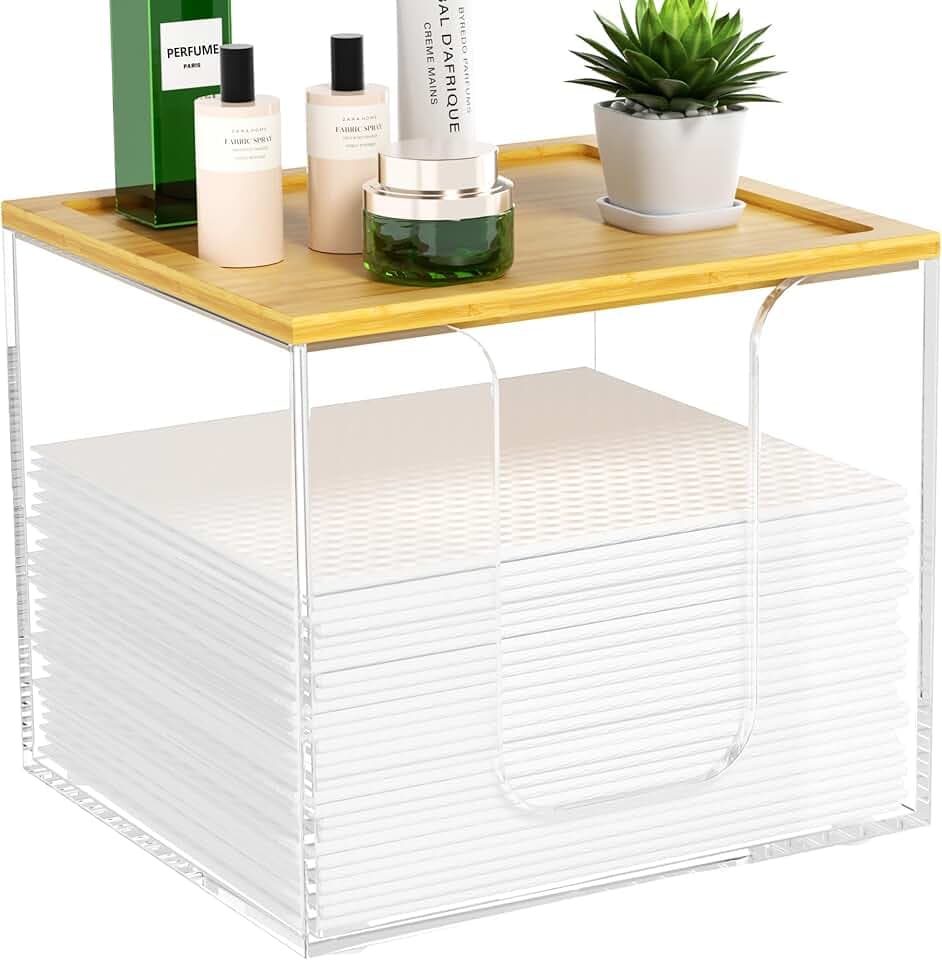 VITVITI Disposable Face Towel Holder for Clean Skin Club, Acrylic Box Clear