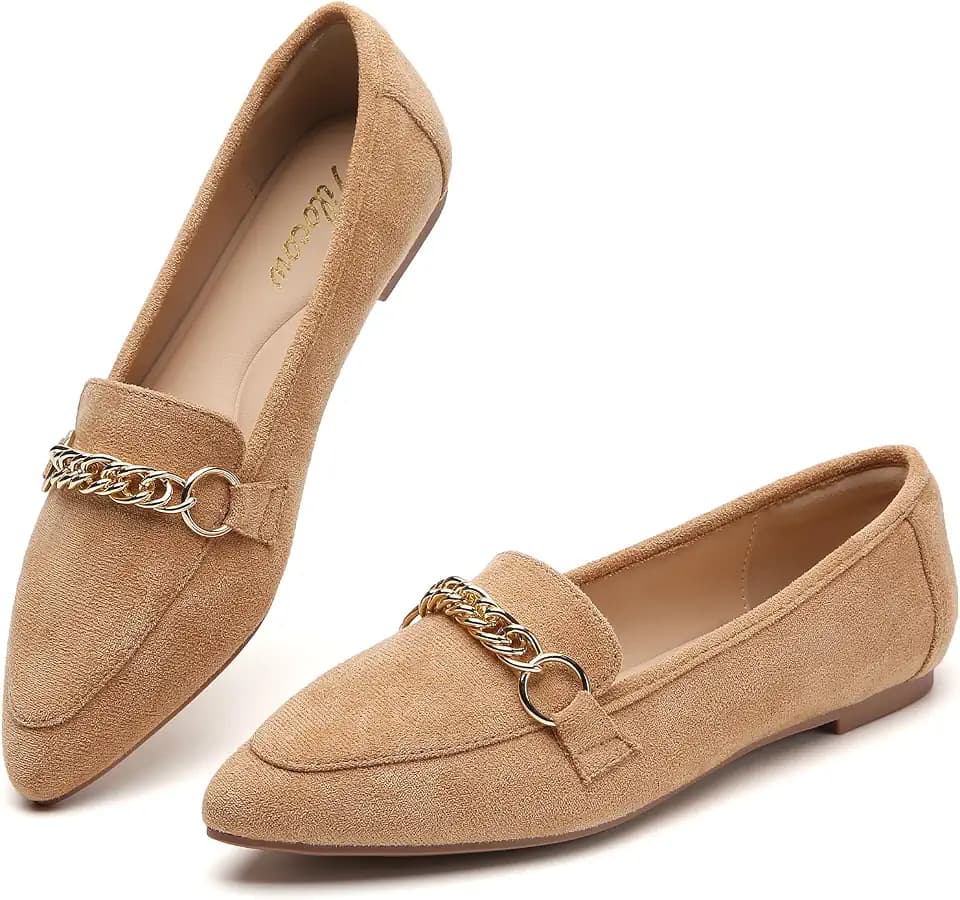 Tilocow Pointed Toe Flats Loafers for Women Dress Shoes for Work Office