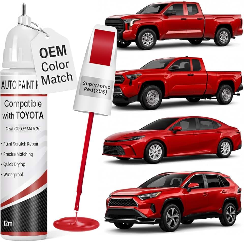 Touch Up Paint for Toyota Supersonic Red(3U5), 0.4 fl oz OEM Color Match Automotive Paint Pen for RAV4/Camry/Camry/Tacoma/Tundra/Toyota Crown/Prius/Sequoia/bZ4X