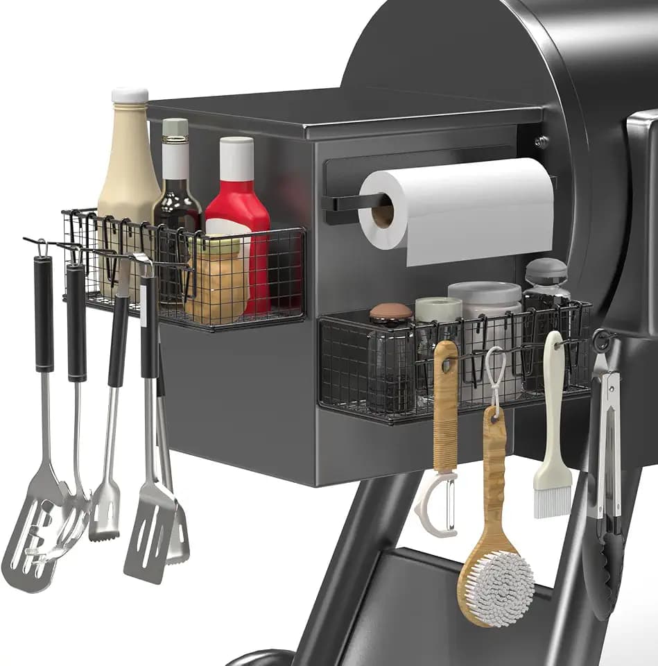2 Pack Magnetic Storage Bins and Paper Towel Holder for Traeger Grills