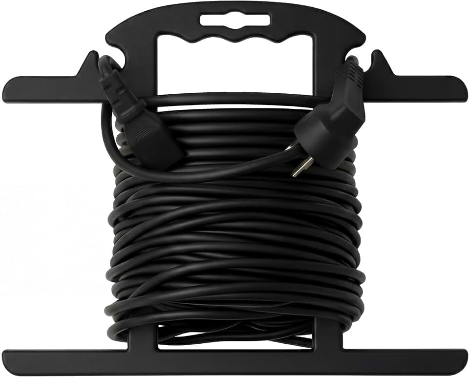 Ripeng 1 Pcs Heavy Duty Extension Cord and Hose Reel with Carrying Handle, Durable ABS H-shape Design Fits 100ft Cord Cable or Water Hose, 50ft Soaker Tube Management (Black)