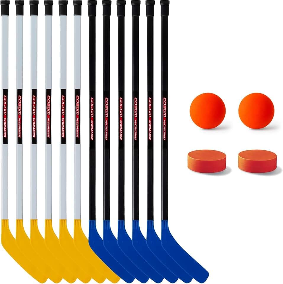 Cosom Junior Hockey Sticks for Floor Hockey and Street Hockey for Kids, Youth Hockey Set, PHYS Ed Hockey Equipment, Hockey Training