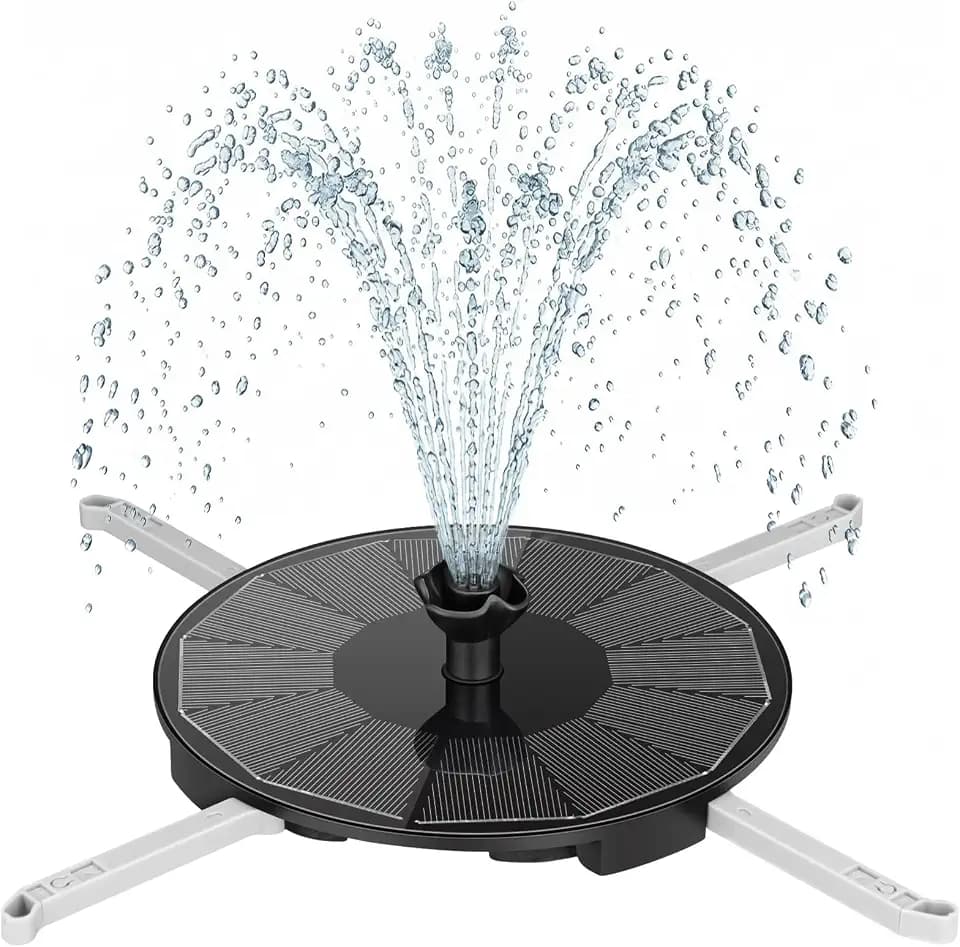 Solar Fountain Pump with 3 Spray Height Adjustment, Upgraded PET Solar Bird Bath Fountains with 6 Nozzles, Solar Water Fountain Pump for Outdoor, Bird Bath, Garden, Pool, Pond