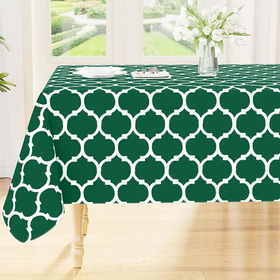 Smiry Rectangle Table Cloth, Flannel Backed Vinyl Tablecloth, 52"x70"