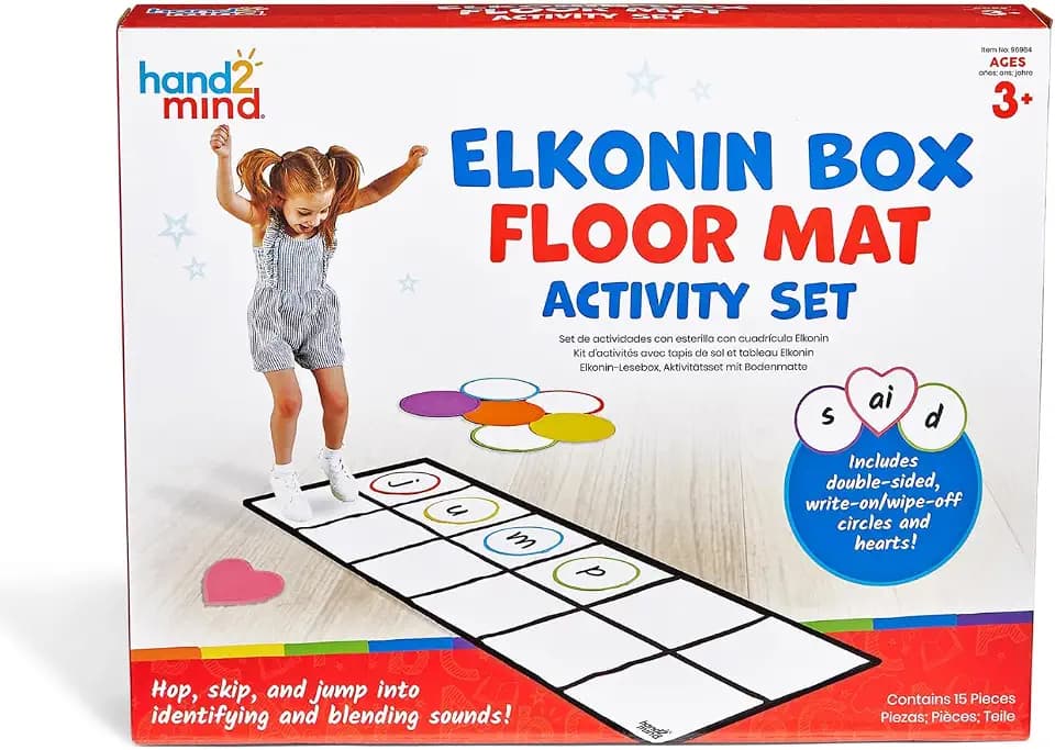hand2mind Elkonin Box Floor Mat Activity Set, Phonemic Awareness, Ages 3+