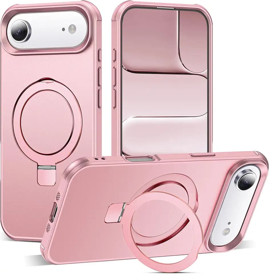 SKYLMW Compatible with iPhone Air Case with Stand,Rose Gold