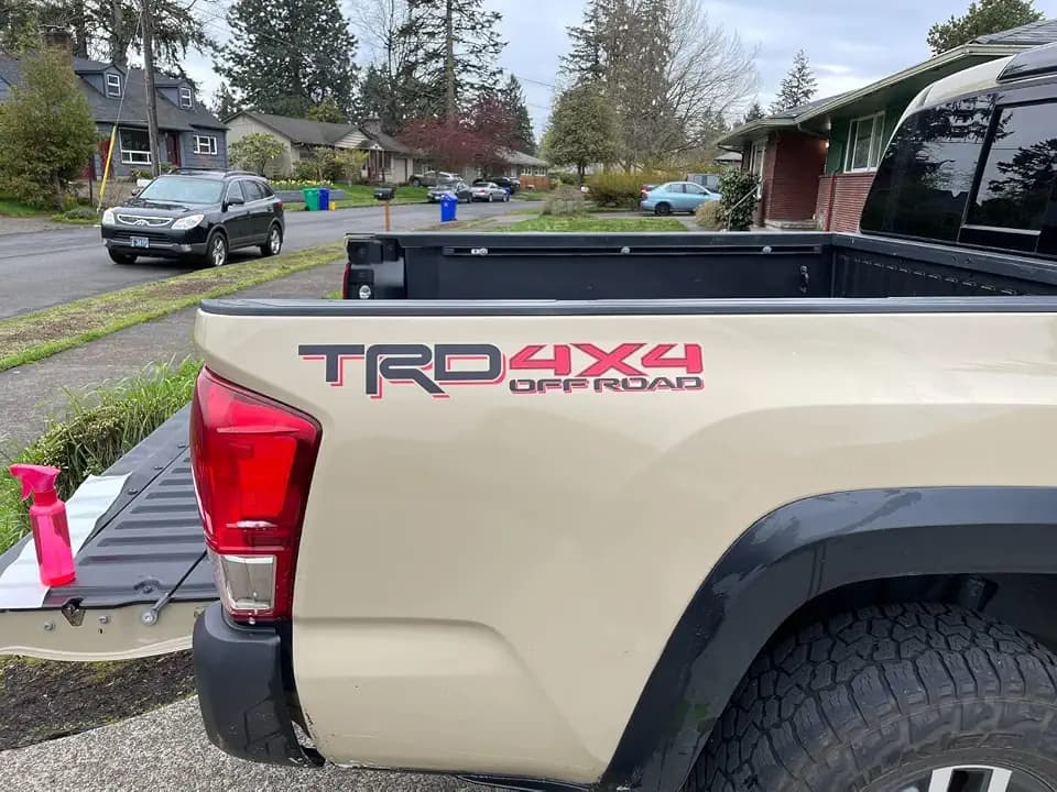 4x4 Off Road Bedside Decals for Pickup Trucks - Matte Decal on Clear Gloss Vinyl - Black and Red - Set of 2